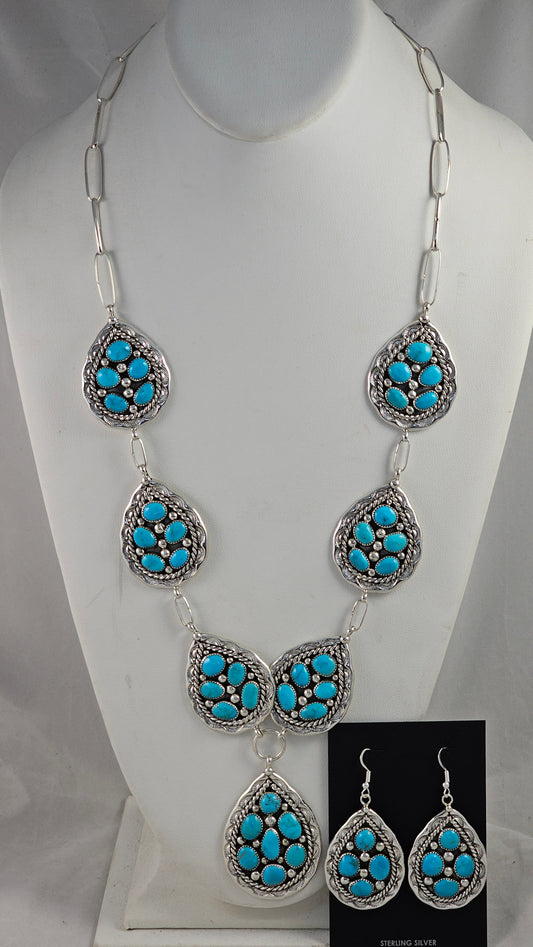 Teardrop lariat necklace with matching earrings