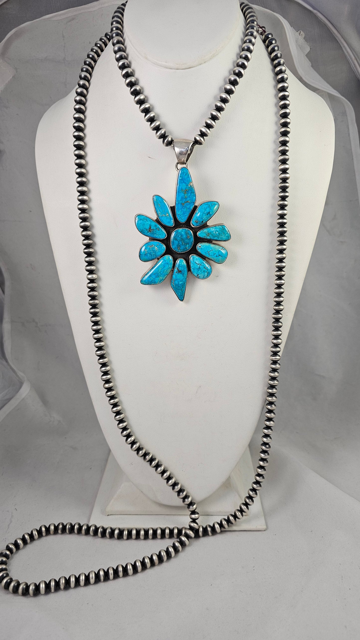 Turquoise cluster pendant (pearls NOT included)
