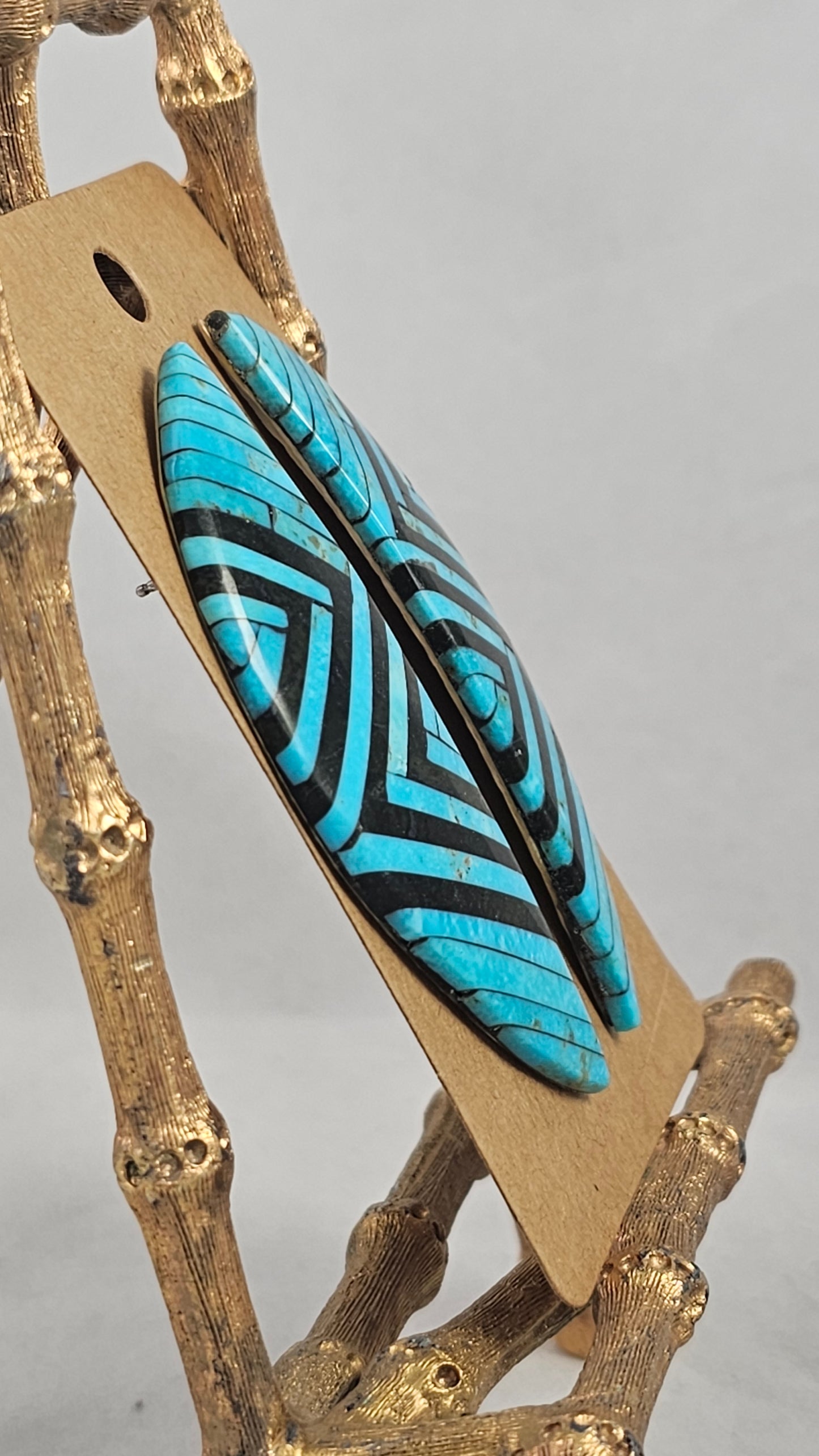 Mosaic inlay Turquoise and Jet earrings