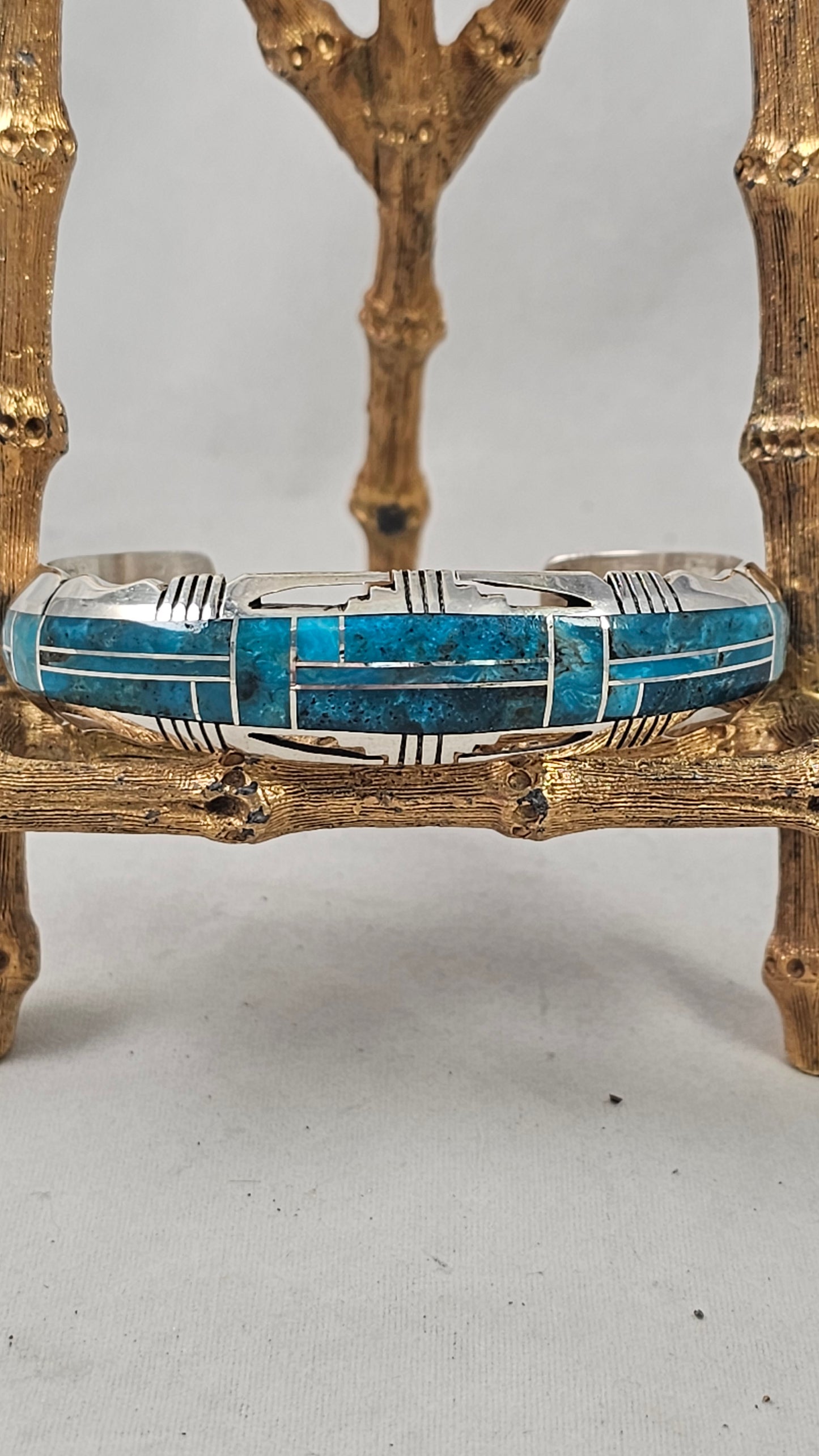 Inlay turquoise & sterling cuff