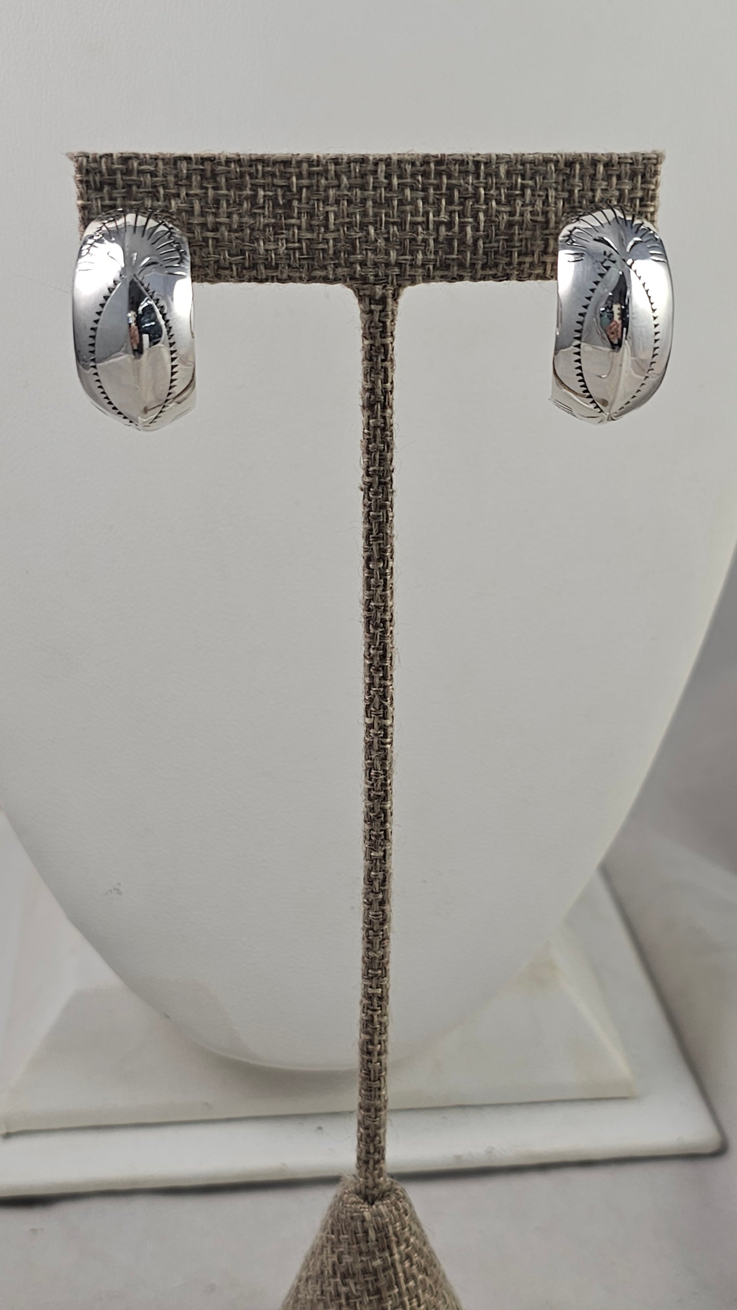 Stamped small hoop earrings