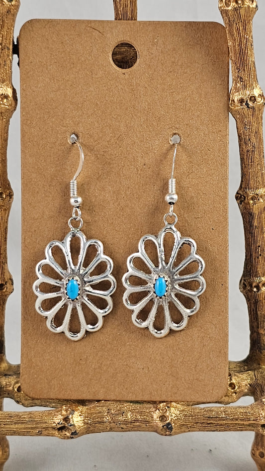 Scalloped turquoise and sterling earrings