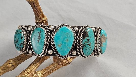 Turquoise and sterling cuff