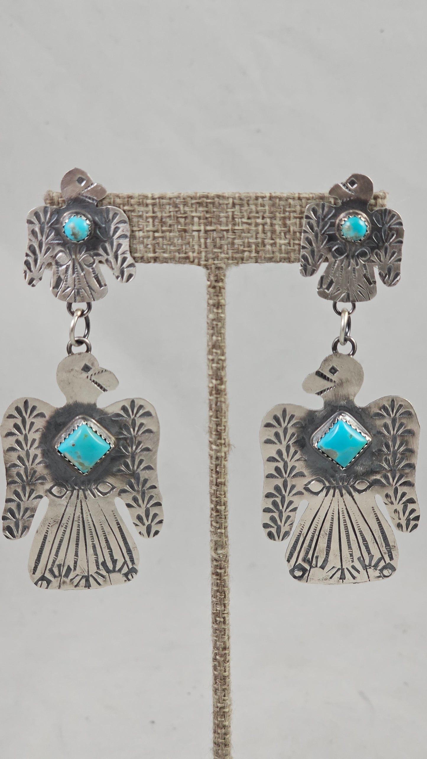 Thunderbird turquoise dangle earrings