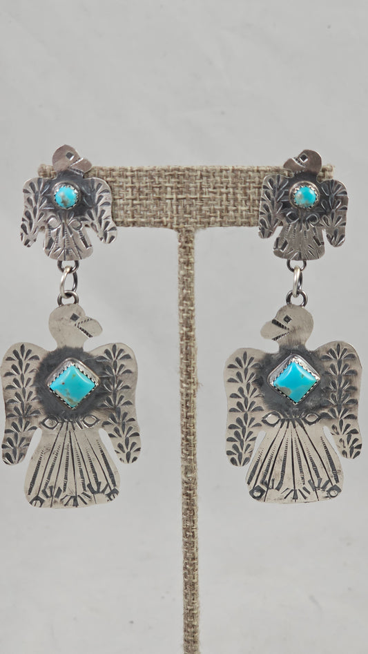 Thunderbird turquoise dangle earrings
