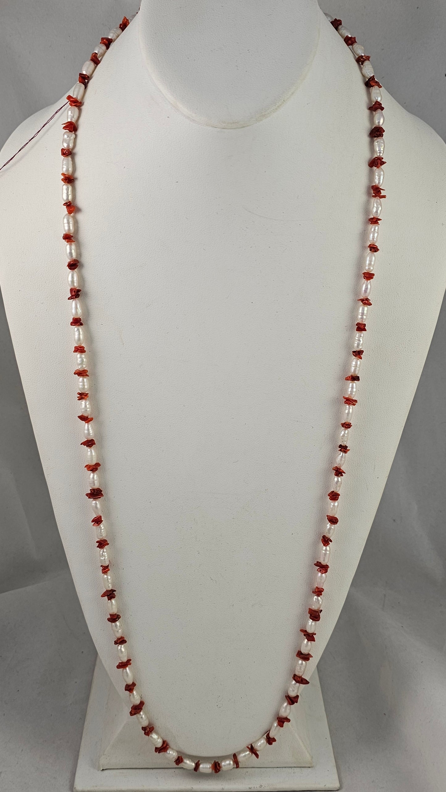 Freshwater pearls and coral necklace