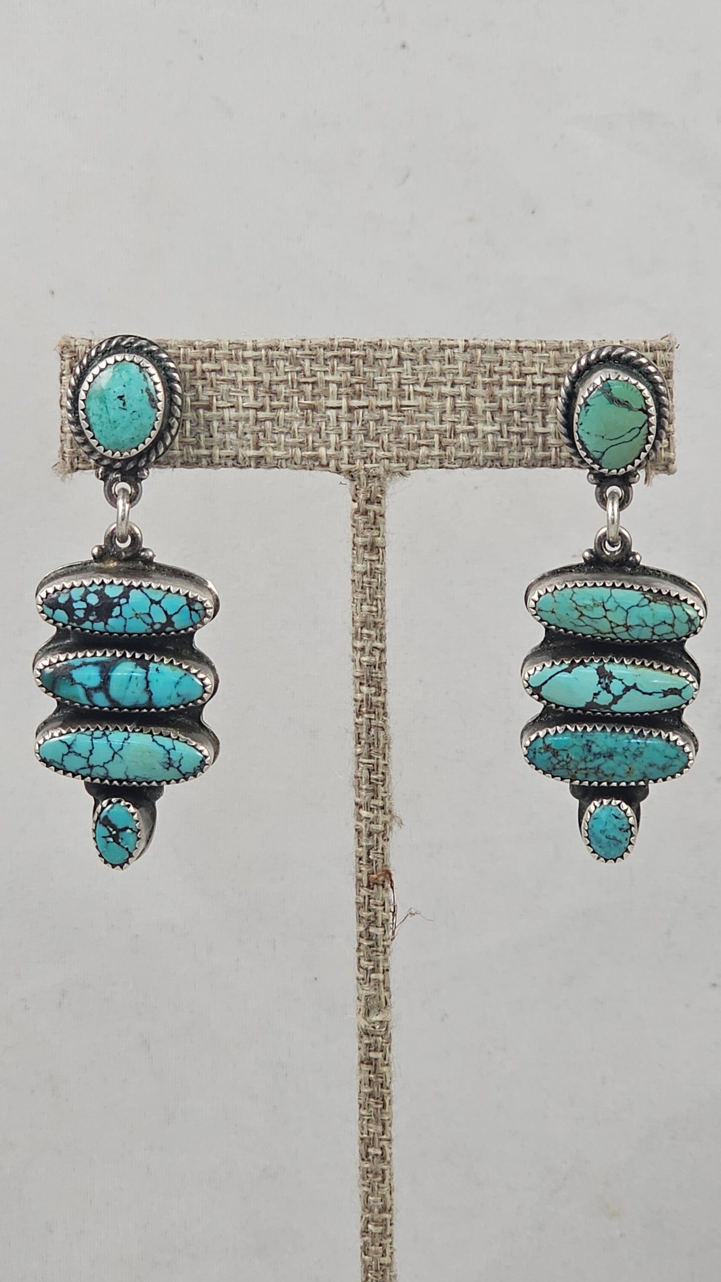 Turquoise and sterling dangle earrings