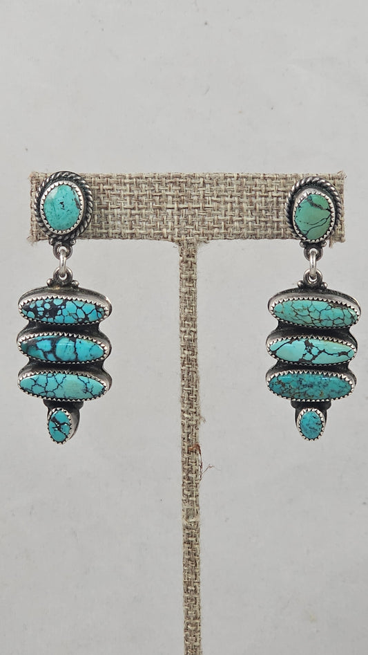 Turquoise and sterling dangle earrings