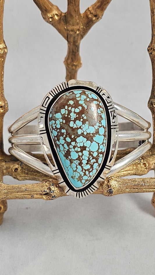 Sawtooth bezel turquoise and sterling bracelet