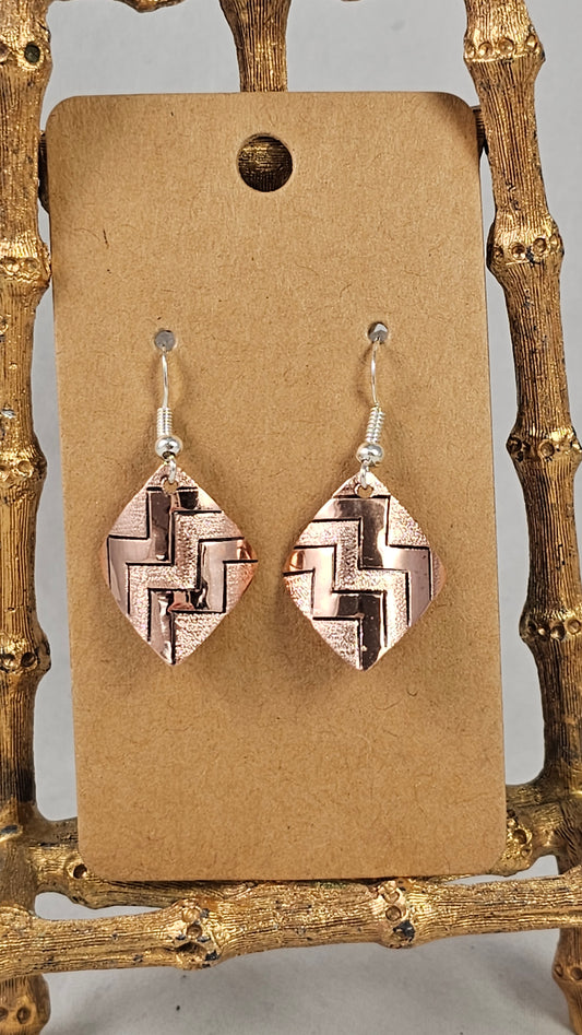 Copper rug pattern earrings