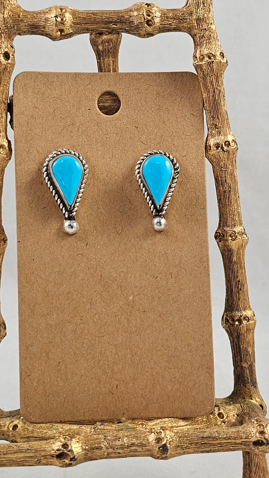 Turquoise teardrop post earrings