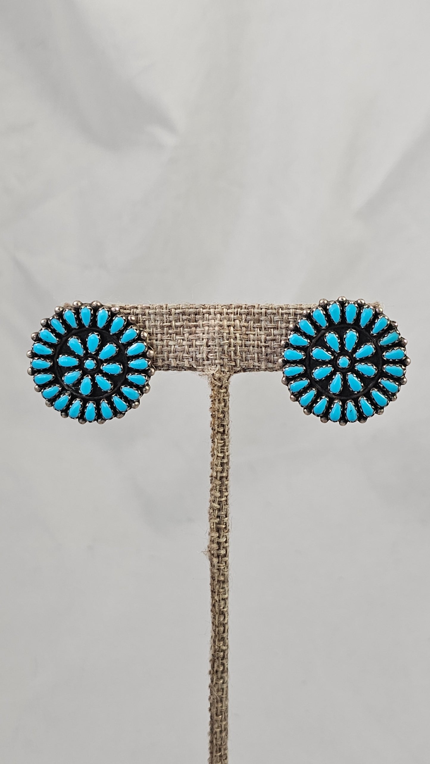 Zuni petit-point turquoise cluster earrings