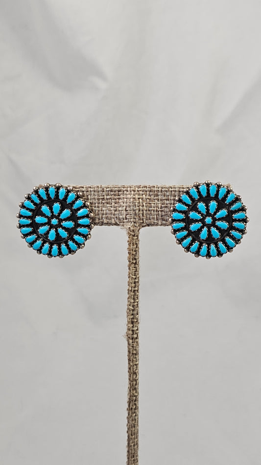 Zuni petit-point turquoise cluster earrings