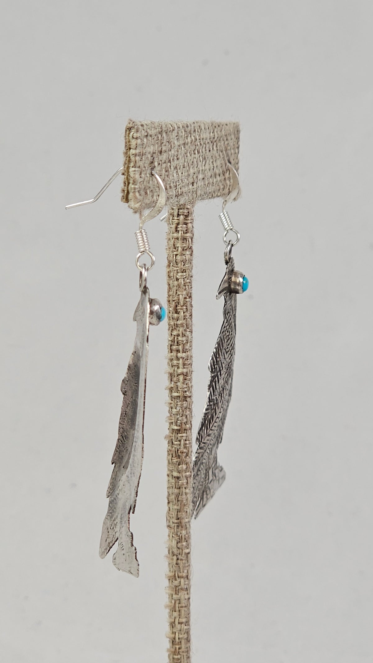 Turquoise and sterling raven earrings