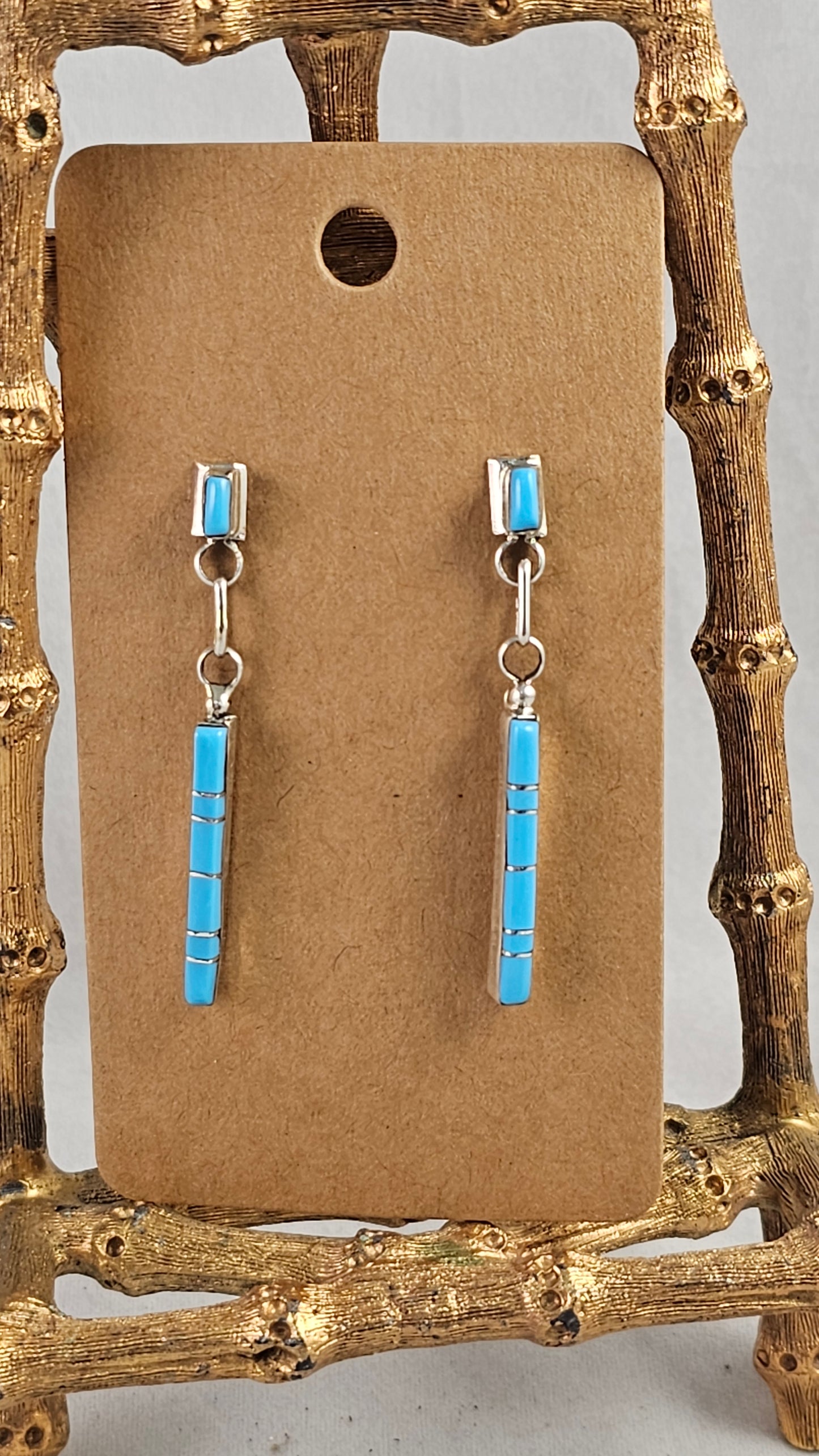 Turquoise inlay stick earrings