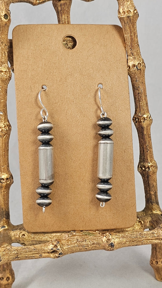 Barrel & saucer Navajo pearl earrings