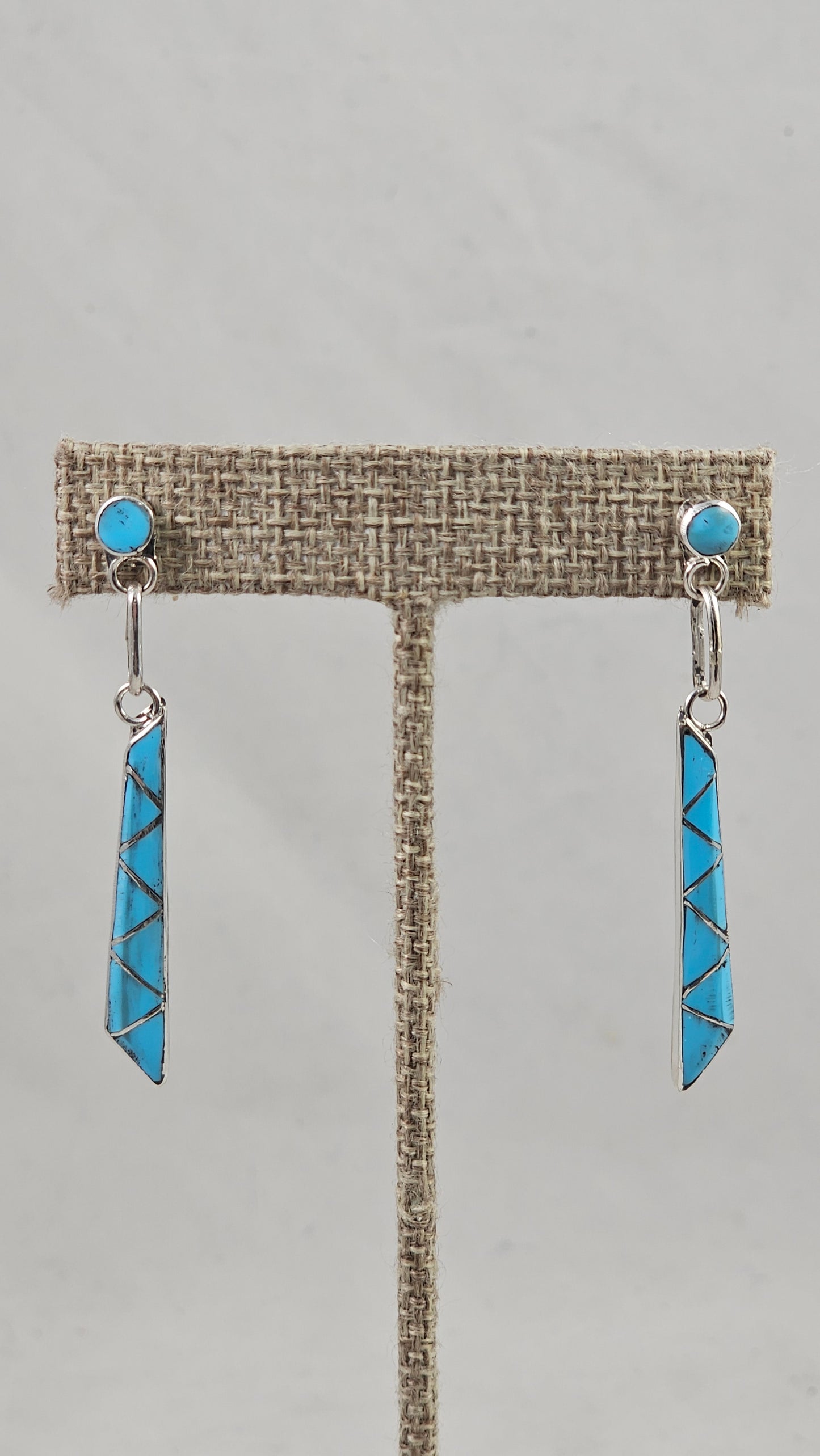Zuni inlay turquoise dangle earrings