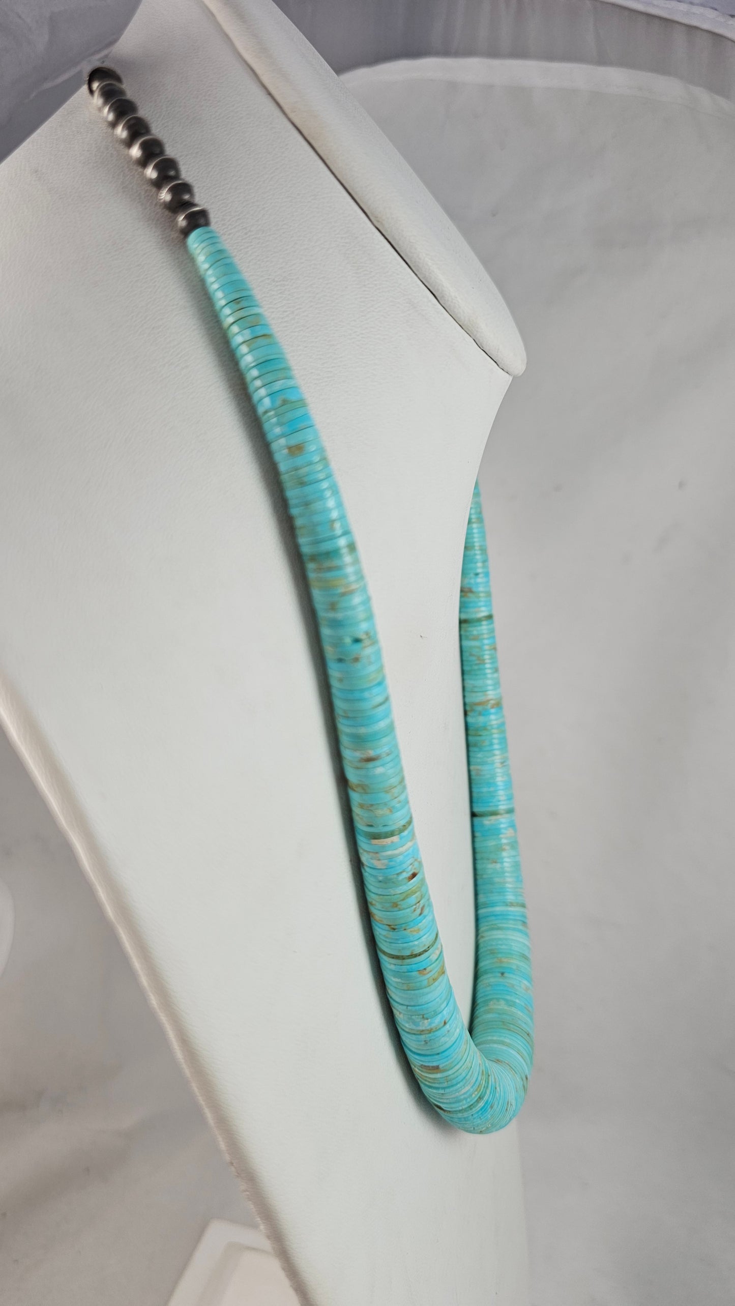 Turquoise wafer heishi necklace