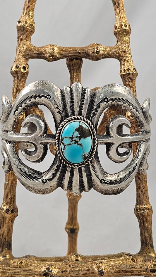 Sandcast turquoise bracelet