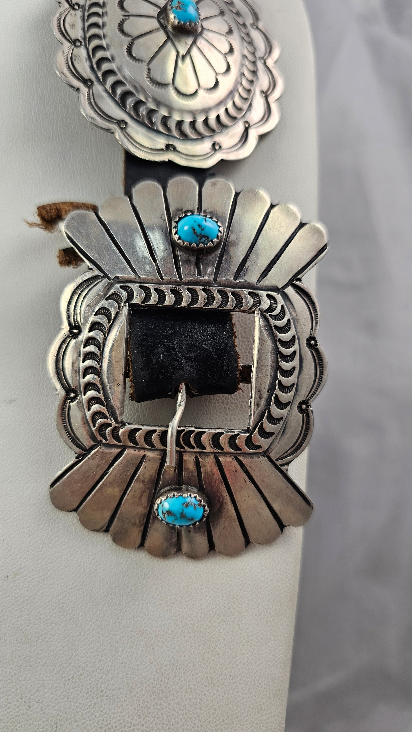Turquoise and sterling concho belt