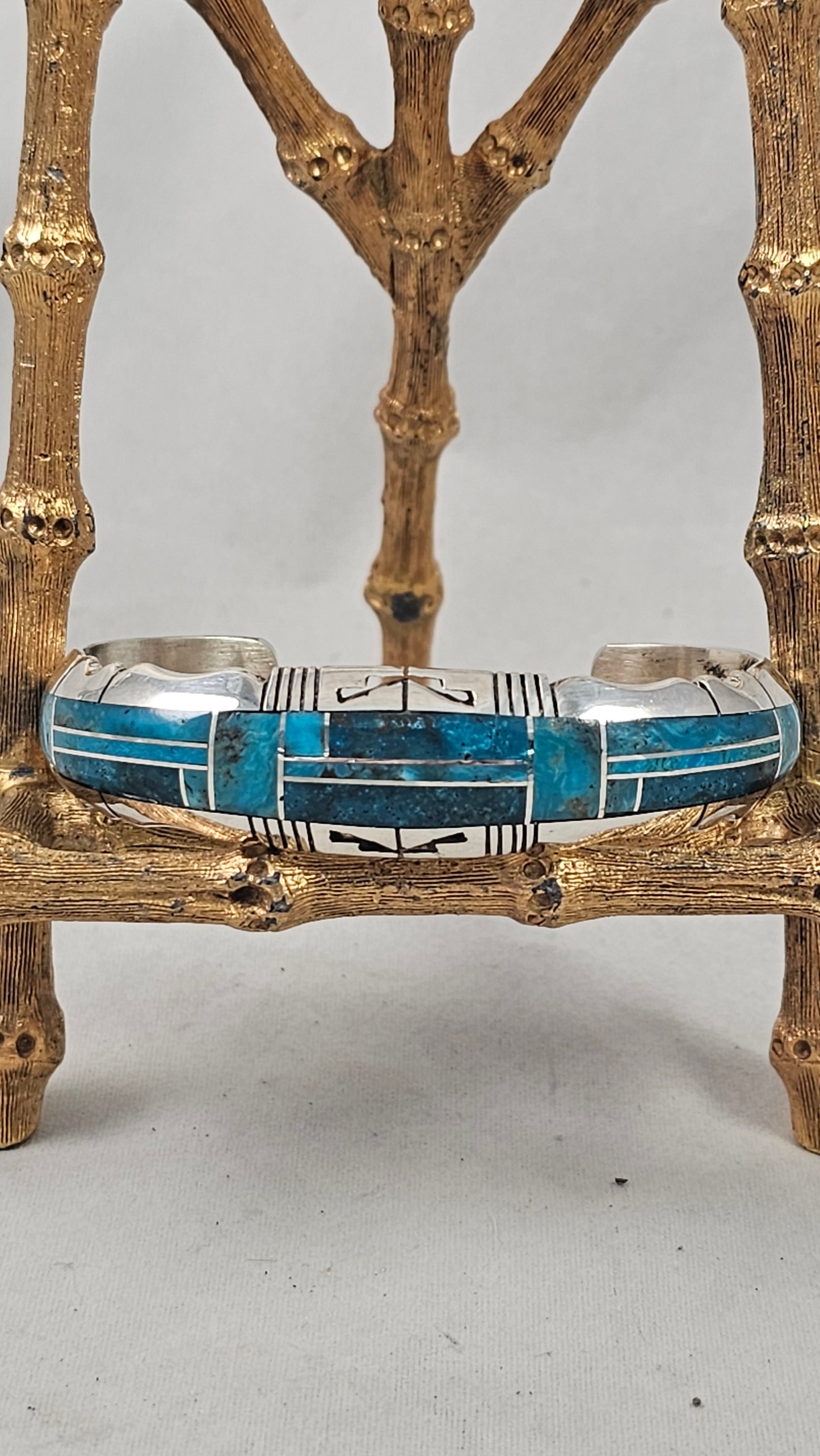 Inlay turquoise & sterling cuff