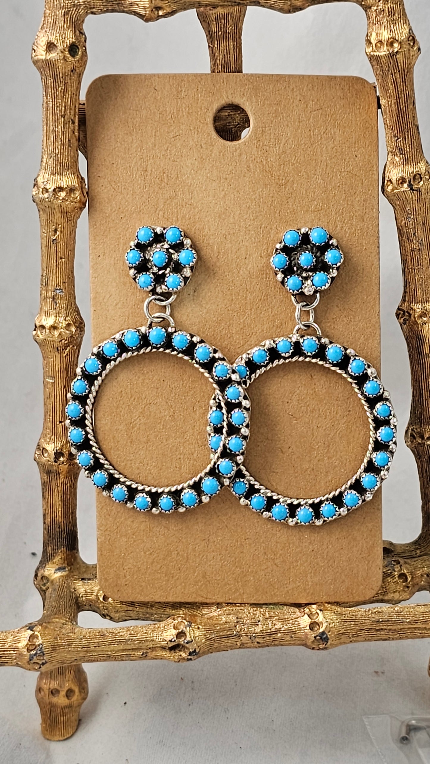 Snake eye turquoise hoop earrings