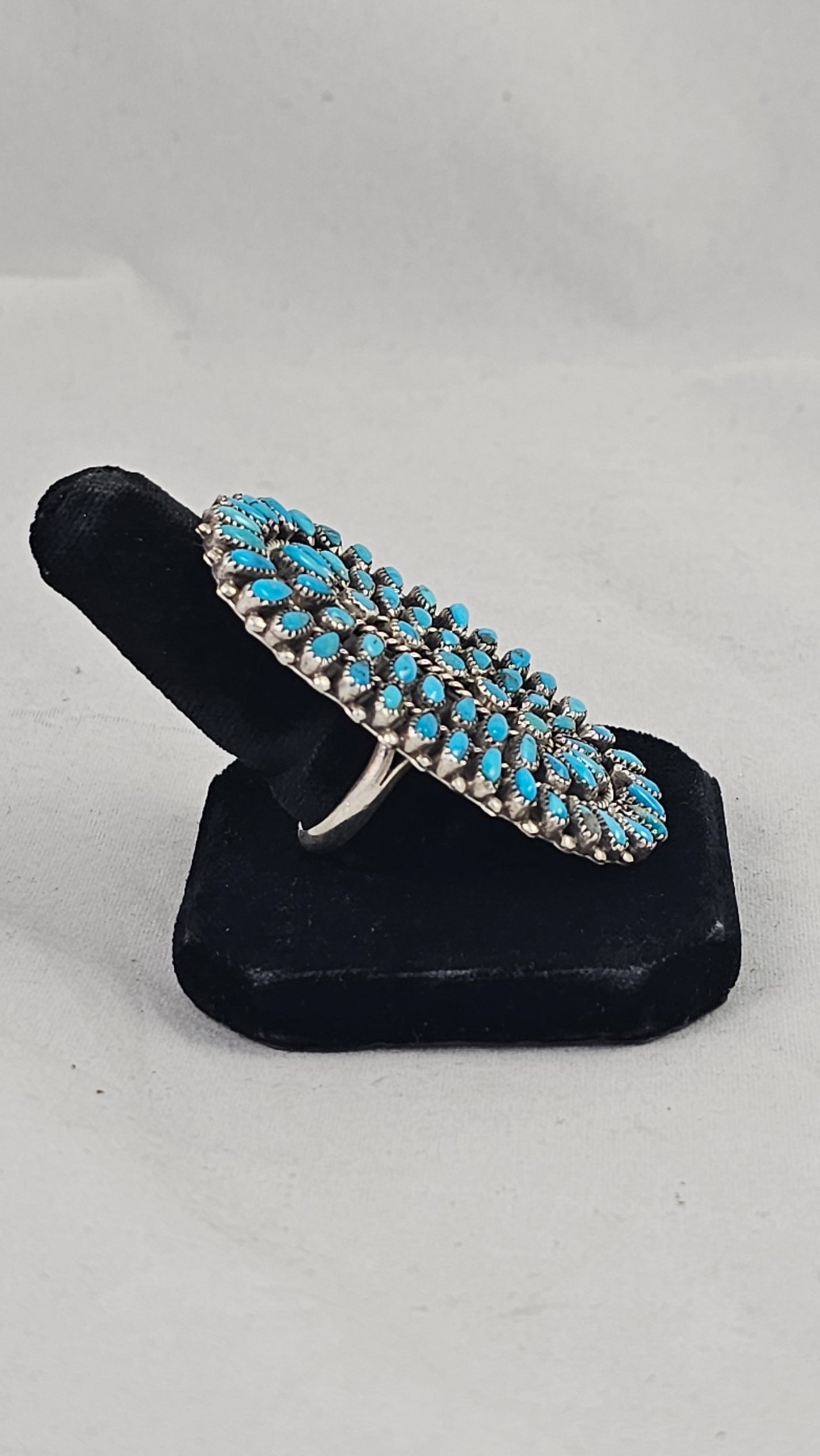 Petit Point turquoise cluster statement ring