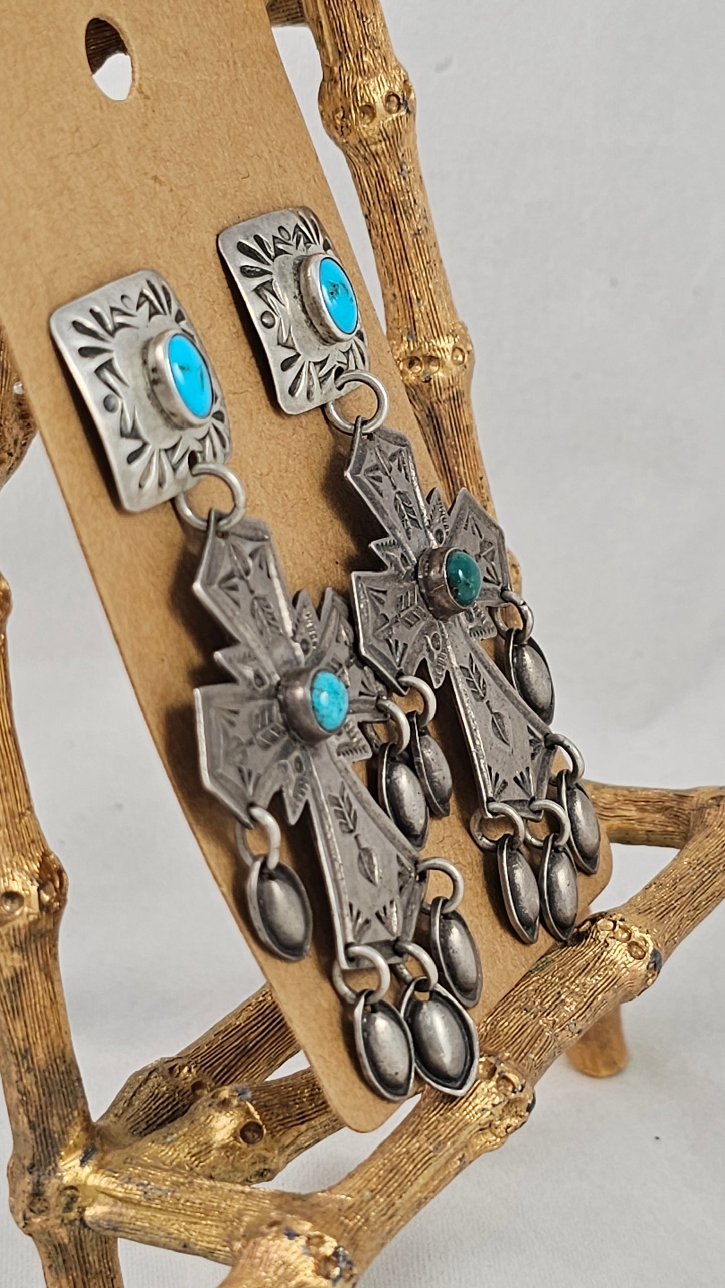 Vintage cross chandelier earrings