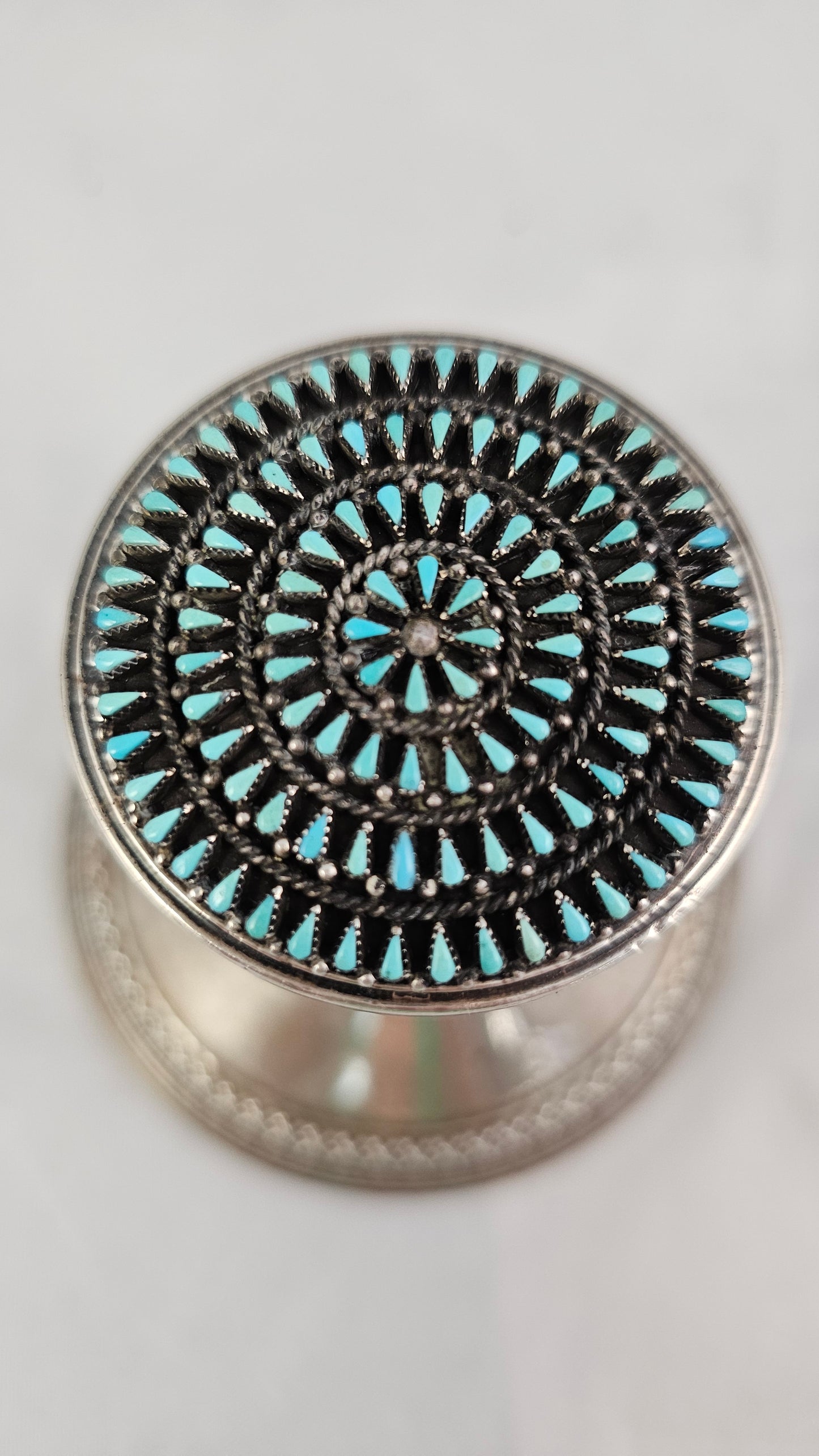 Vintage petit-point turquoise pendant/pin