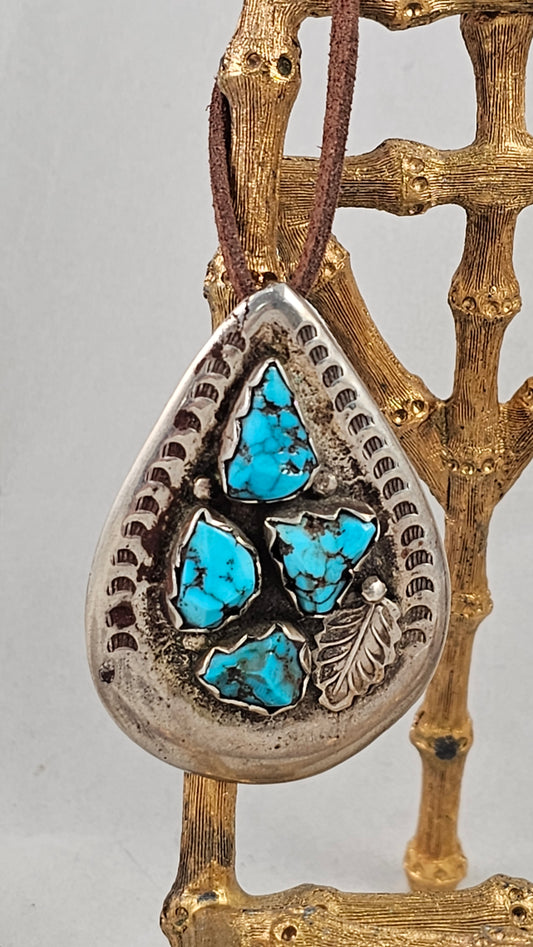 Turquoise and sterling pendant or pin