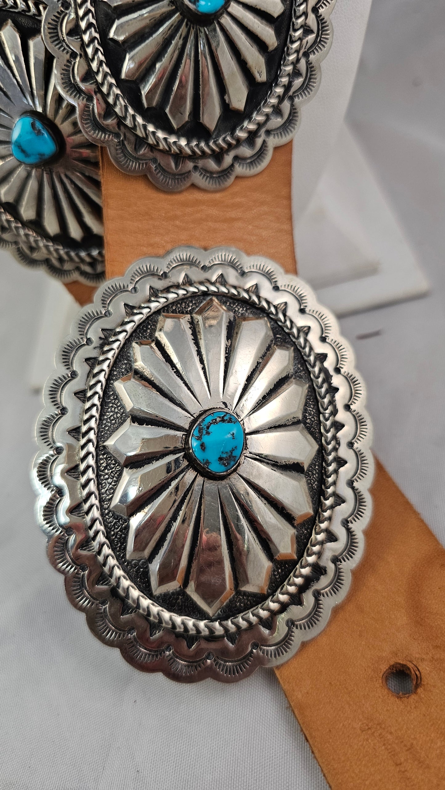 Concho Belt NICKEL & turquoise