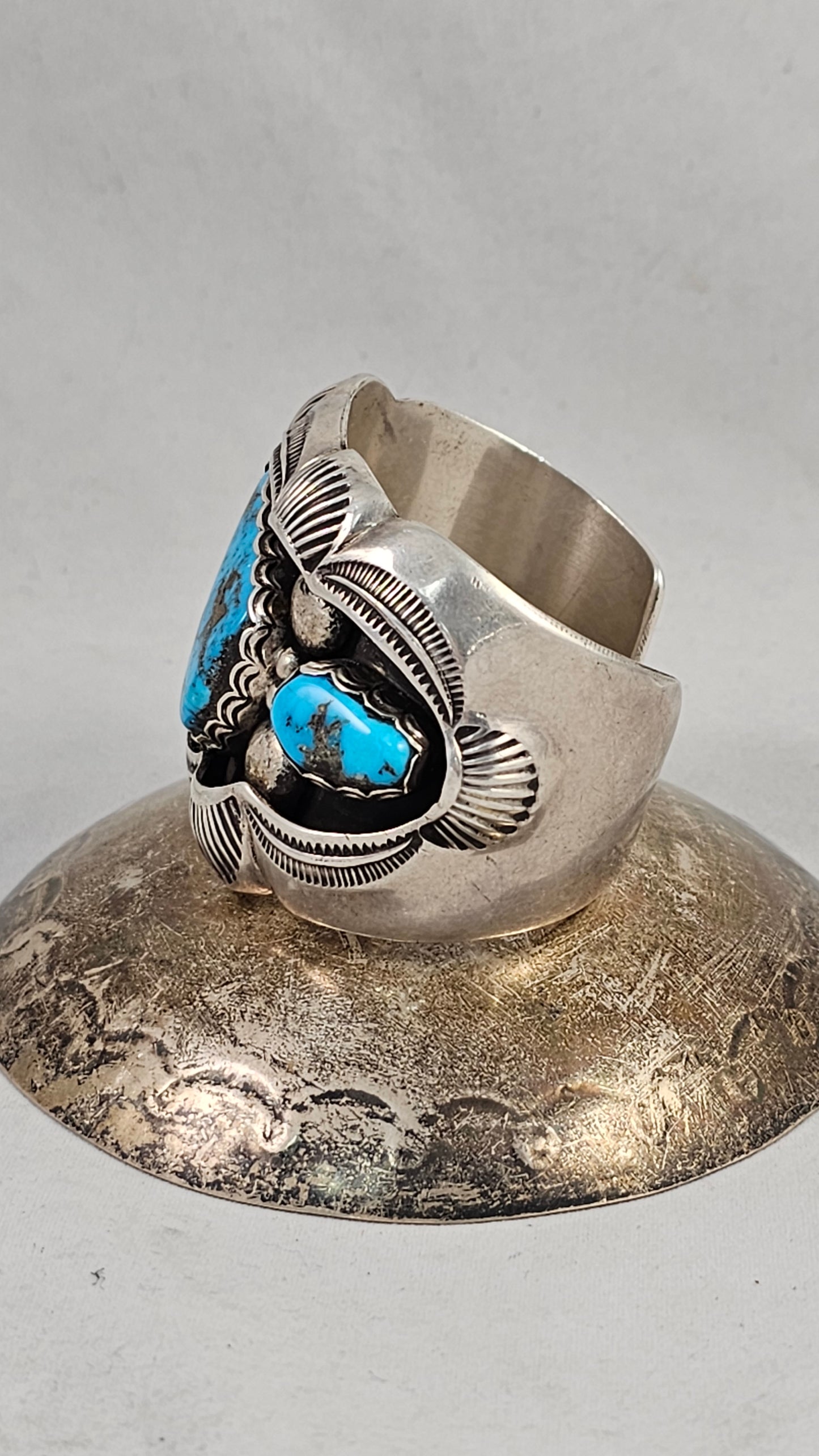 Turquoise and sterling ladies cuff