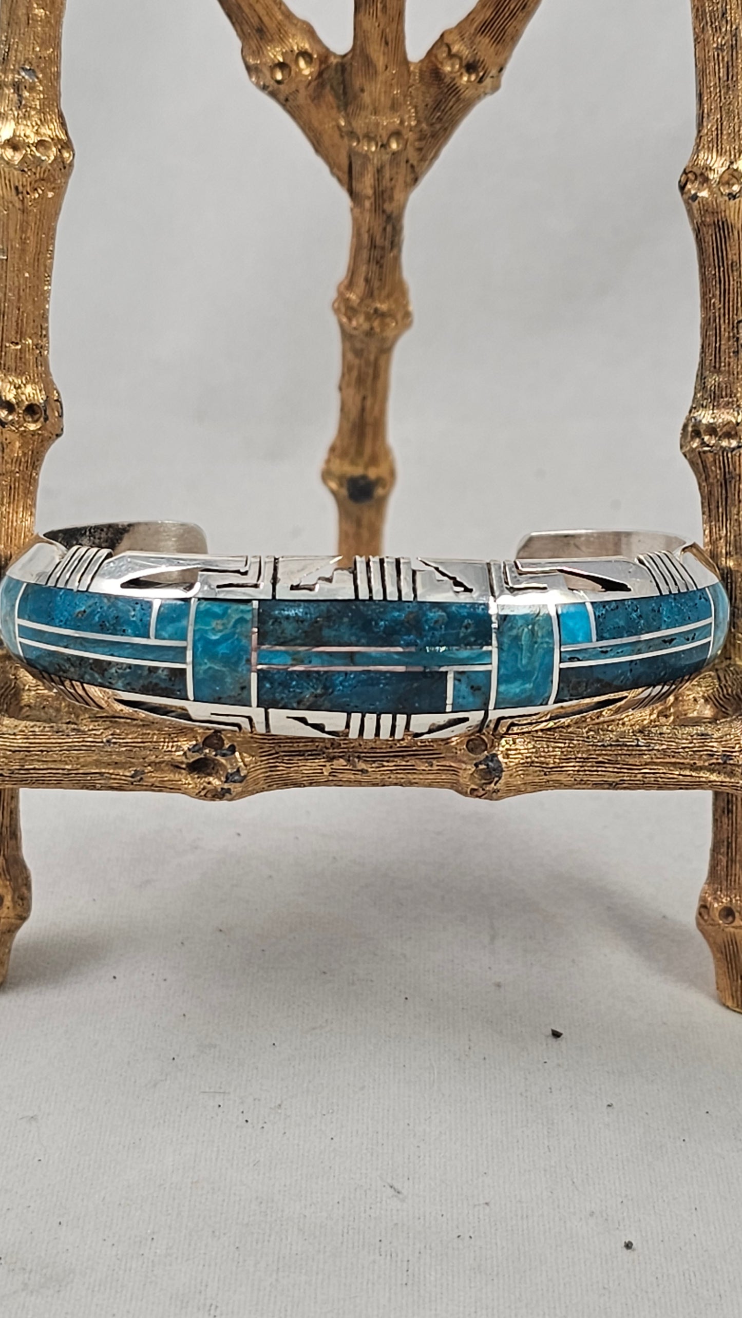 Inlay turquoise & sterling cuff