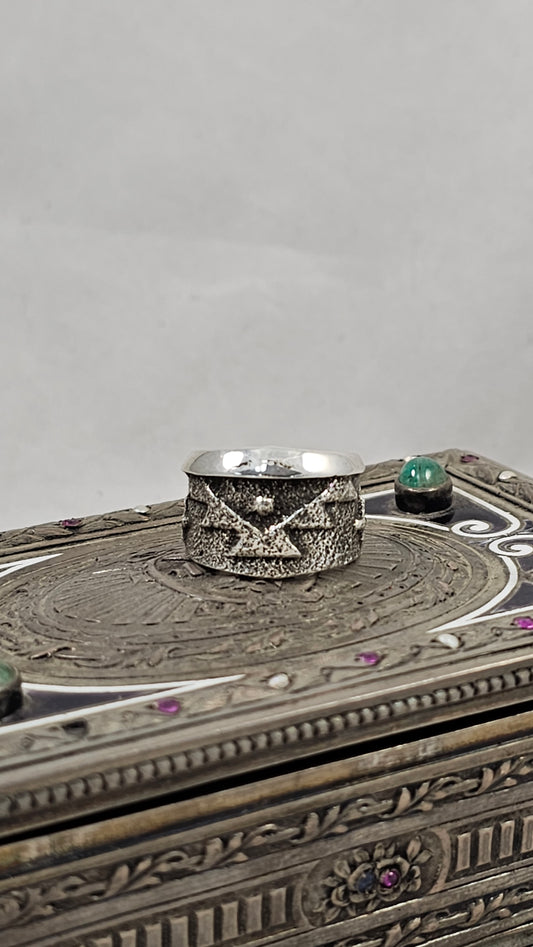 Tufa cast abstract ring by Anthony Bowman