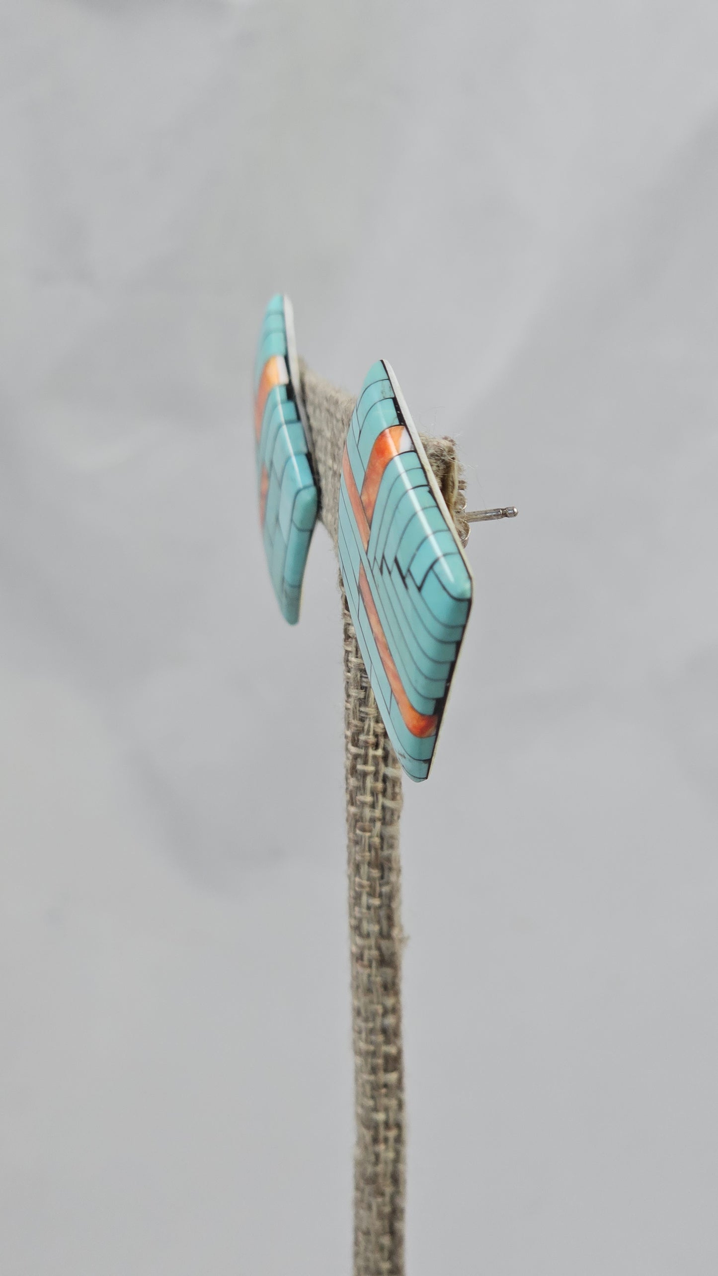 Turquoise and spiney oyster Santo Domingo moziac post earrings