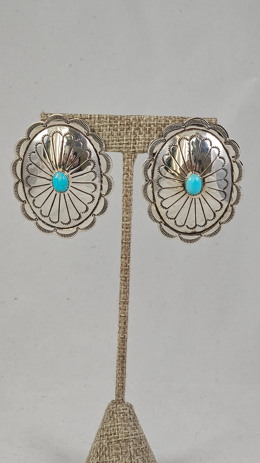 Scallop stamped concho earrings