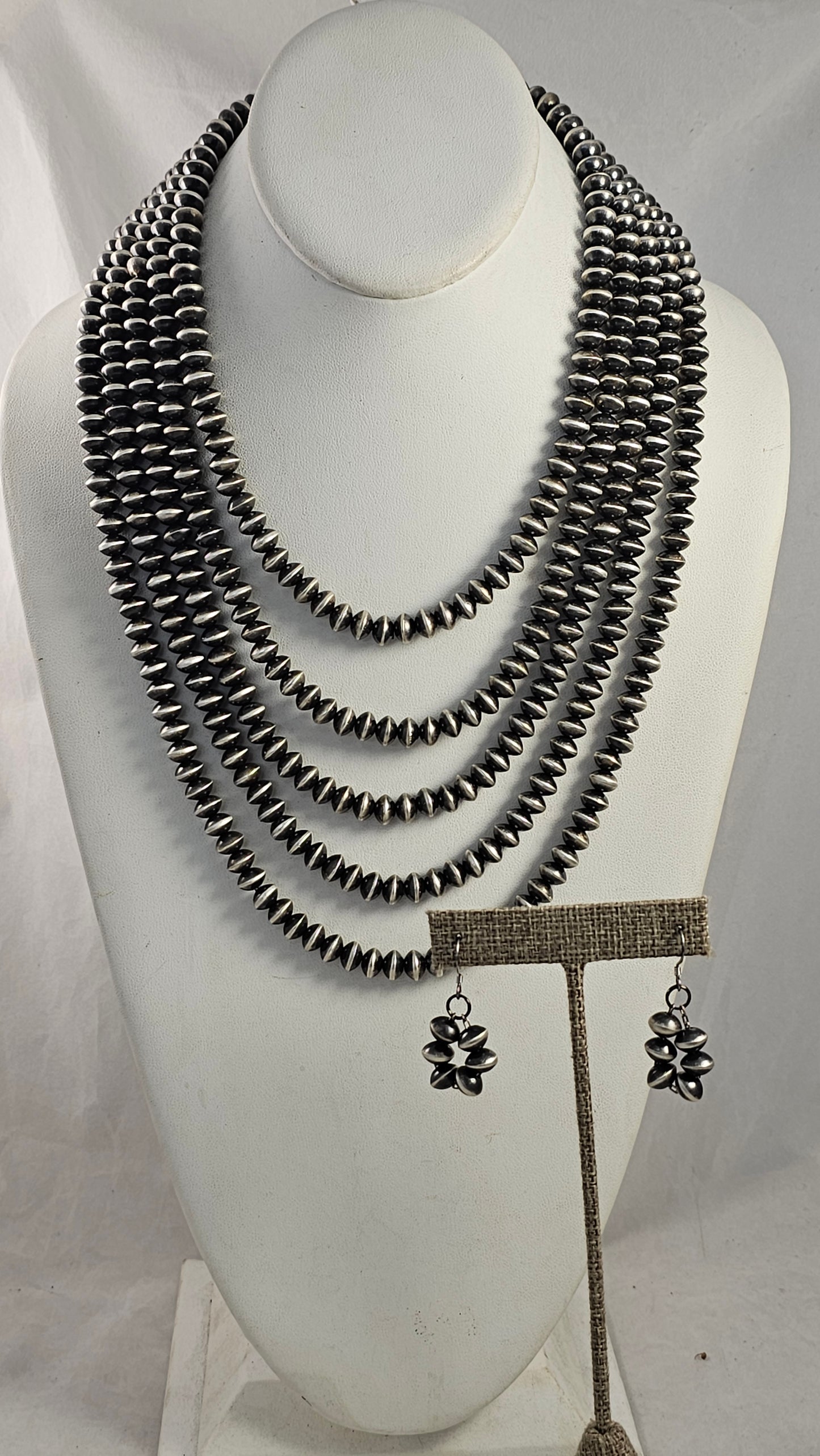 Navajo pearl necklace and earring set