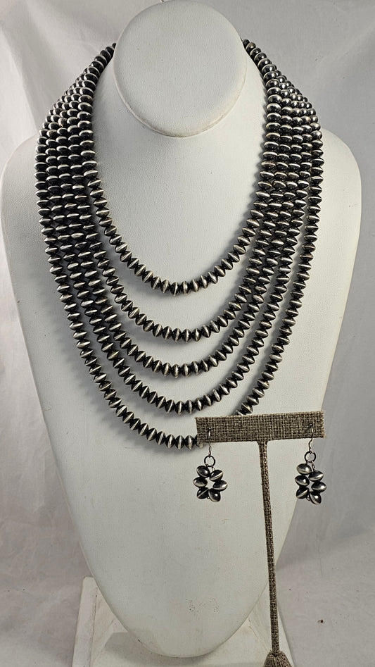 Navajo pearl necklace and earring set