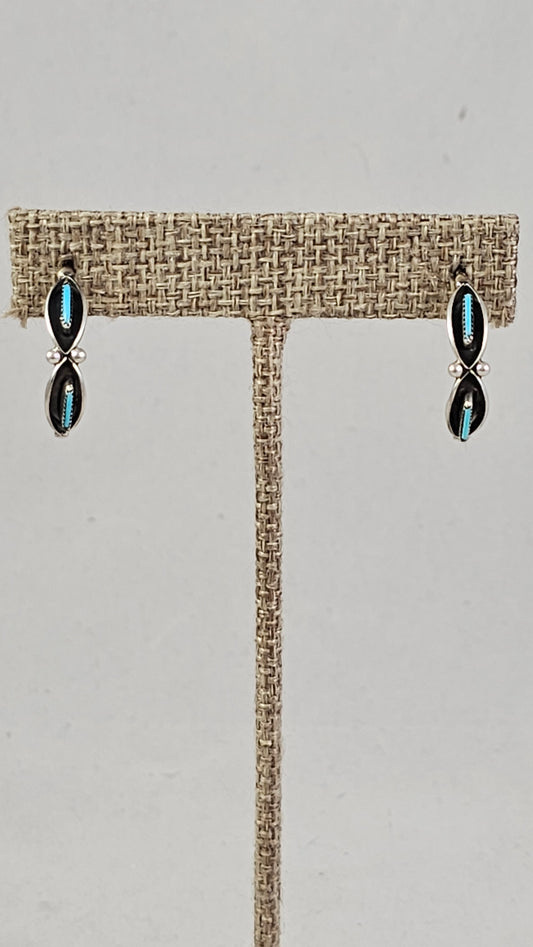 Zuni needlepoint turquoise earrings