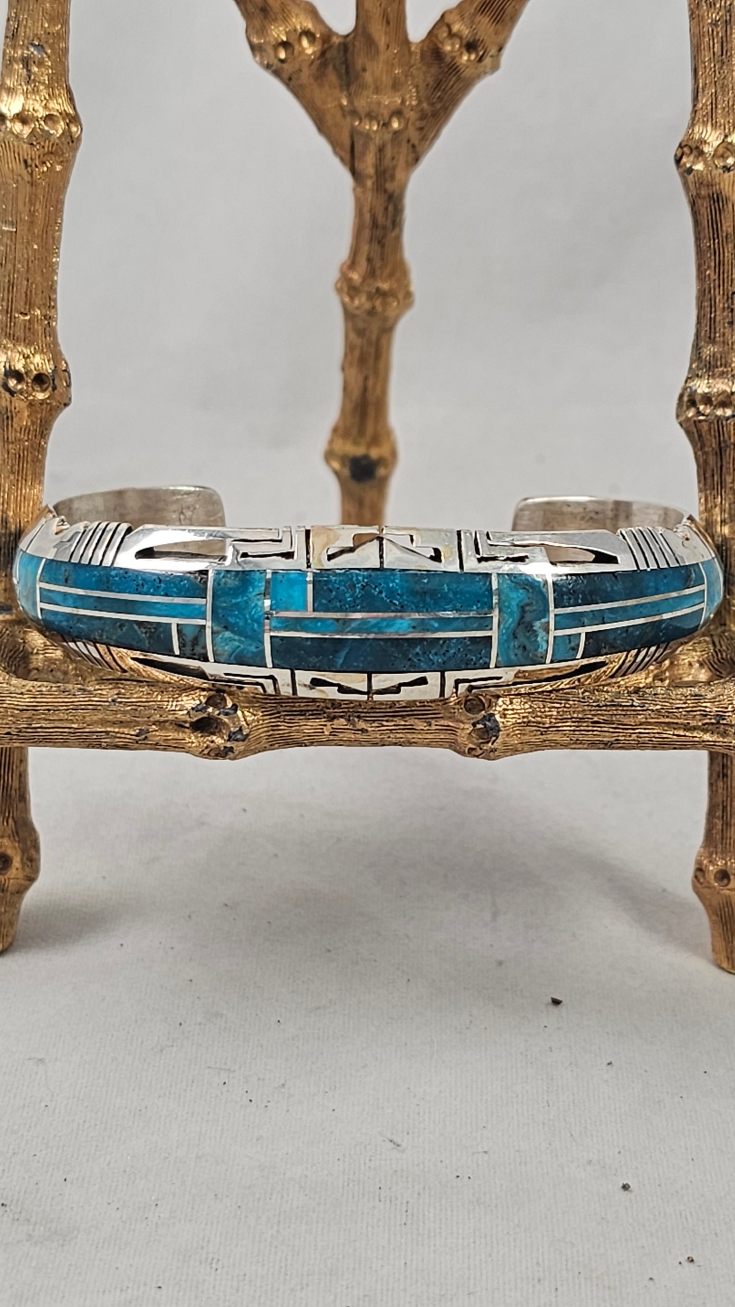 Inlay turquoise & sterling cuff