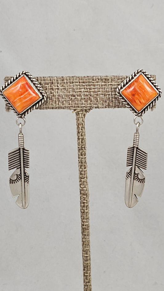 Spiney oyster feather earrings