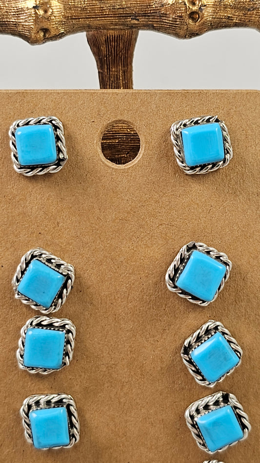 Square rope stud earrings