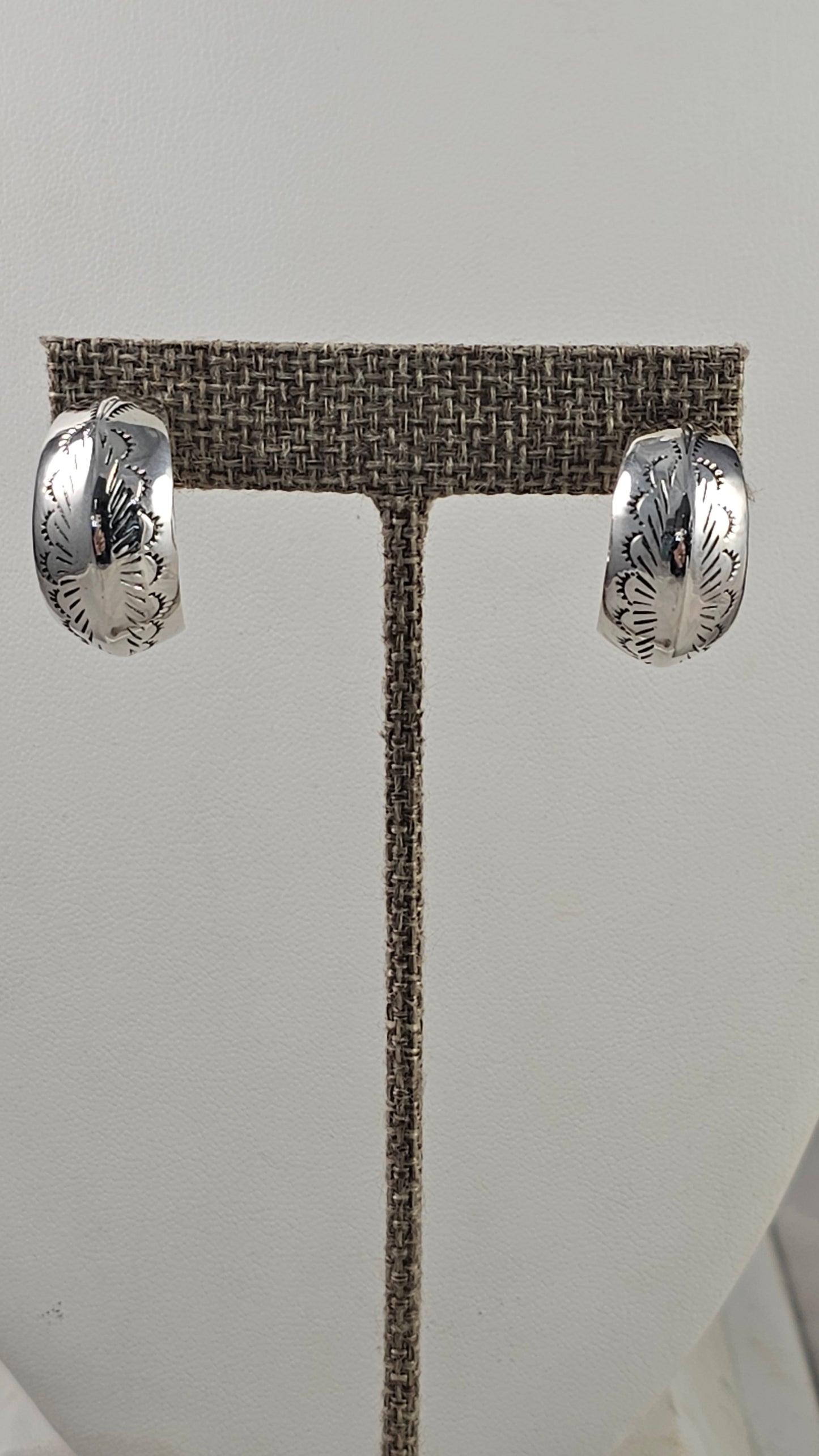 Stamped small hoop earrings