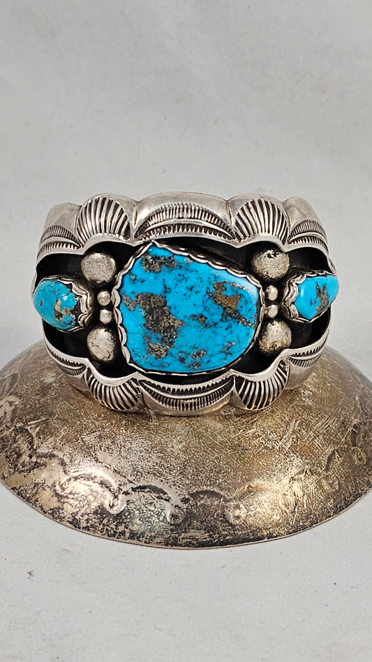 Turquoise and sterling ladies cuff