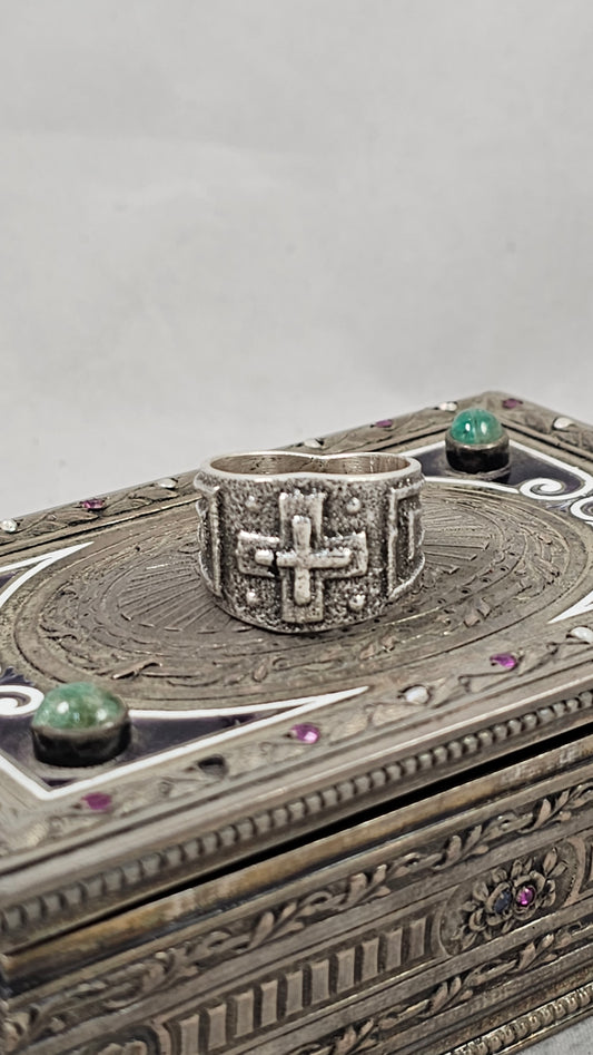 Tufa cast double cross ring by Anthony Bowman