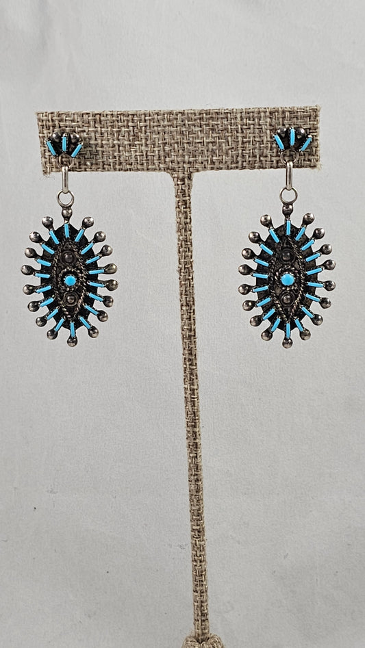 Needlepoint turquoise earrings