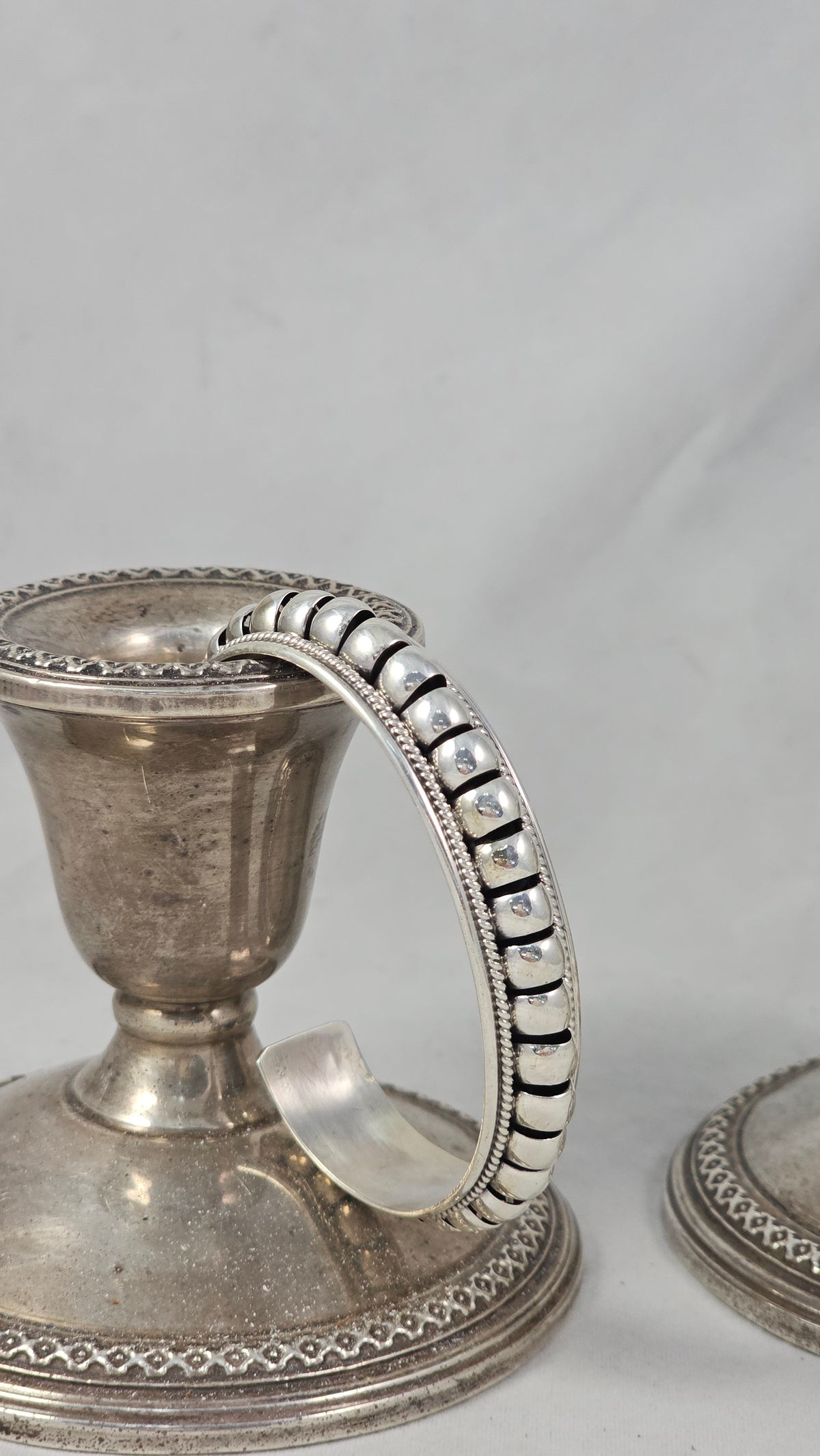 Sterling Tom Charlie design cuff by Priscilla Apache