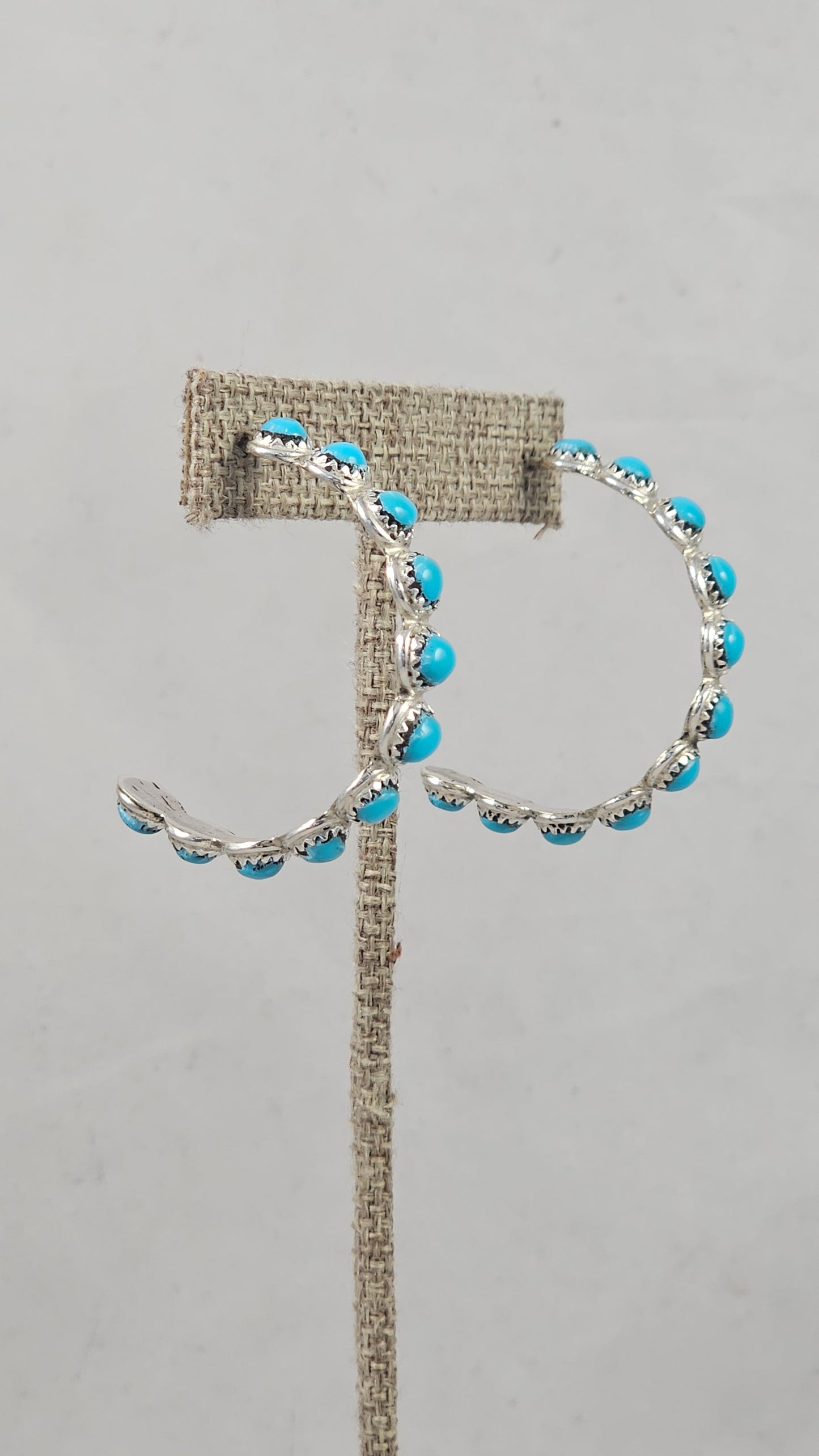 Turquoise snake eye hoop earrings