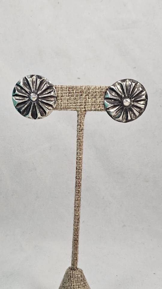 Concho sterling post earrings