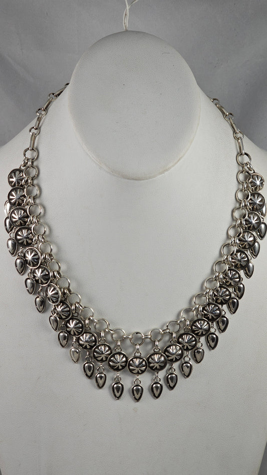 Sterling silver button necklace